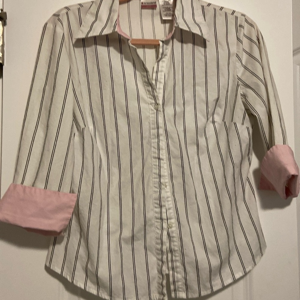 White pin stripe shirt